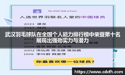 武汉羽毛球队在全国个人能力排行榜中荣登第十名展现出强劲实力与潜力